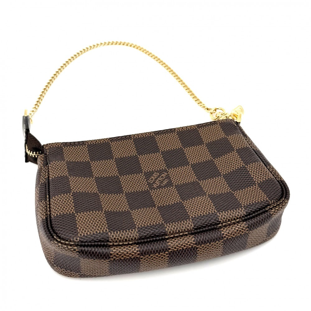 LOUIS VUITTON ルイヴィトン ハンドバッグ ミニポシェットアクセソワール アクセサリーポーチ MiniPochette Accessoires N58009 ダミエキャンバス ブラウン 茶 ゴールド金具 レディース【中古品】