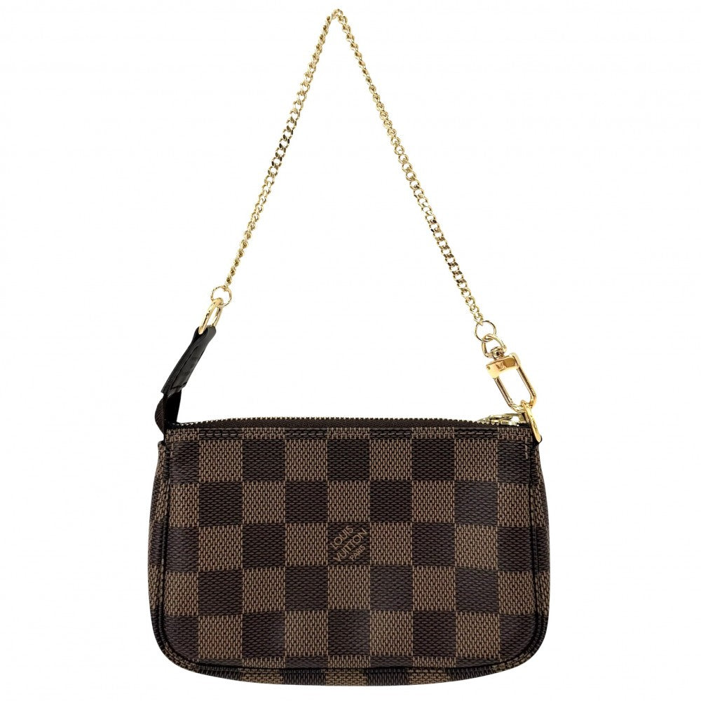 LOUIS VUITTON ルイヴィトン ハンドバッグ ミニポシェットアクセソワール アクセサリーポーチ MiniPochette Accessoires N58009 ダミエキャンバス ブラウン 茶 ゴールド金具 レディース【中古品】