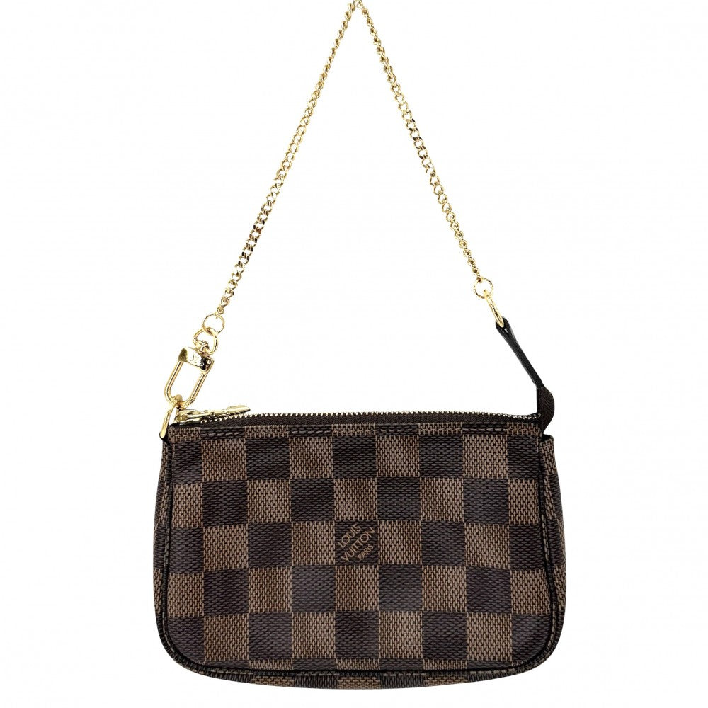 LOUIS VUITTON ルイヴィトン ハンドバッグ ミニポシェットアクセソワール アクセサリーポーチ MiniPochette Accessoires N58009 ダミエキャンバス ブラウン 茶 ゴールド金具 レディース【中古品】
