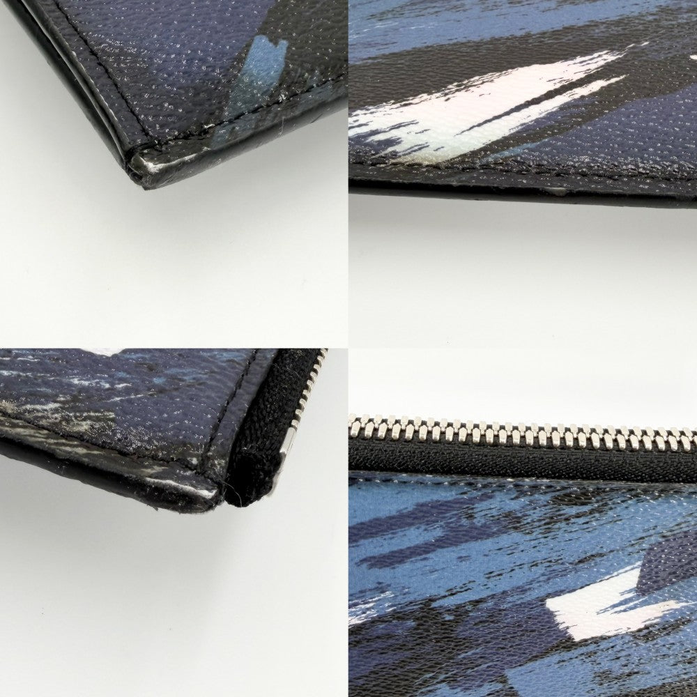 LOUIS VUITTON ルイヴィトン クラッチバッグ カモフラージュ ポシェットジュールGM セカンドバッグ ドキュメントケース M61751 カモフラージュキャンバス ネイビー 紺 ブラック 黒 シルバー金具 メンズ【中古品】