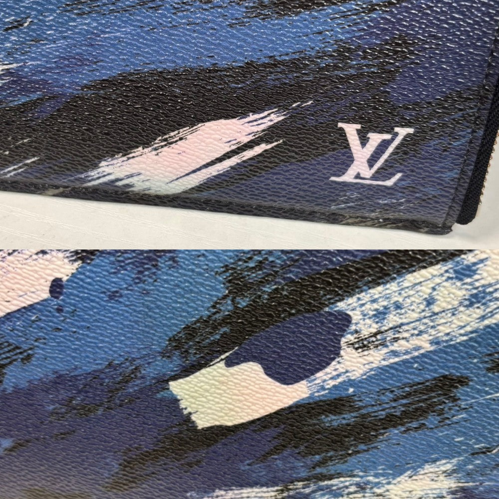 LOUIS VUITTON ルイヴィトン クラッチバッグ カモフラージュ ポシェットジュールGM セカンドバッグ ドキュメントケース M61751 カモフラージュキャンバス ネイビー 紺 ブラック 黒 シルバー金具 メンズ【中古品】