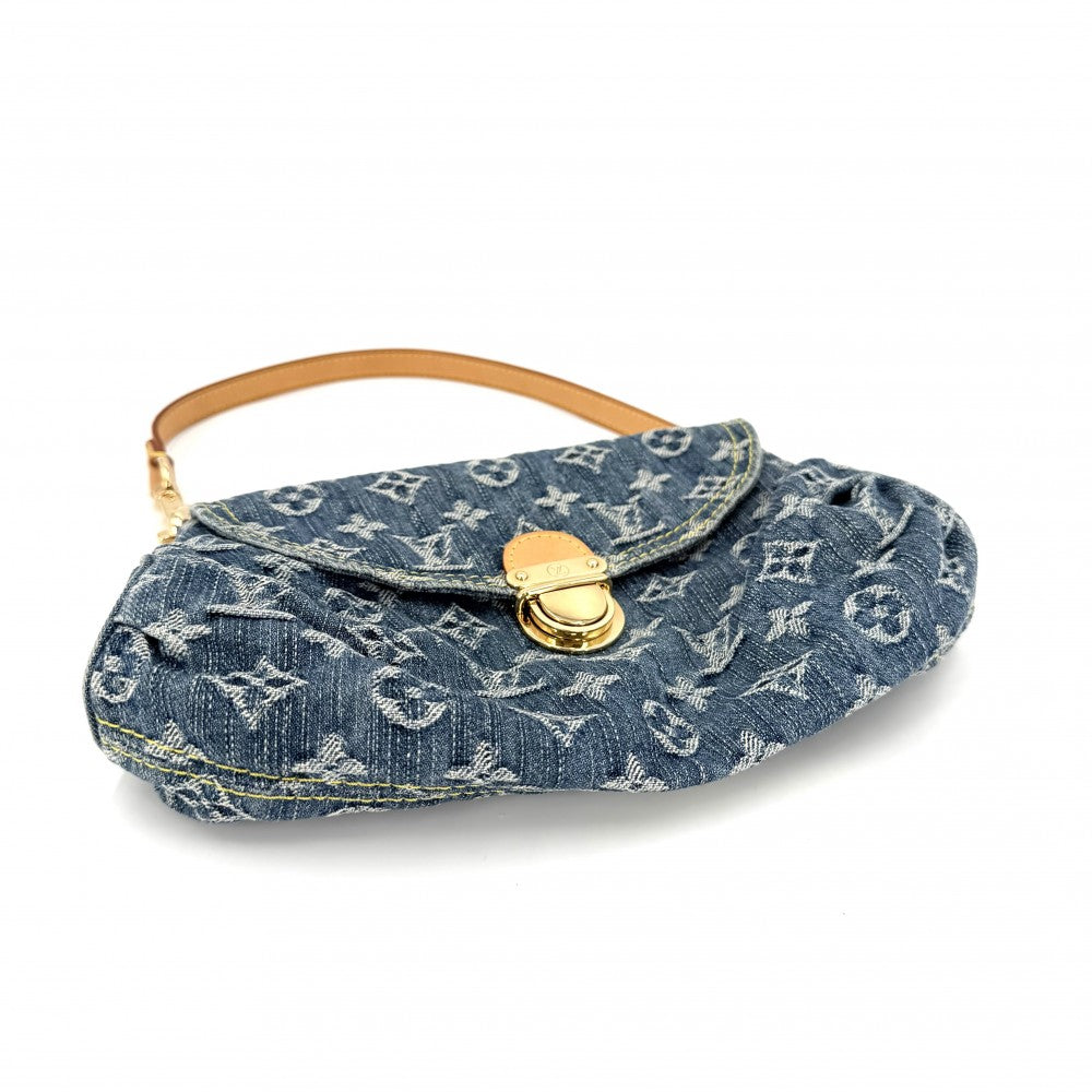 LOUIS VUITTON ルイヴィトン ハンドバッグ ミニプリーティ ミニバッグ M95050 モノグラムデニム ブルー 青 ゴールド金具 レディース【中古品】