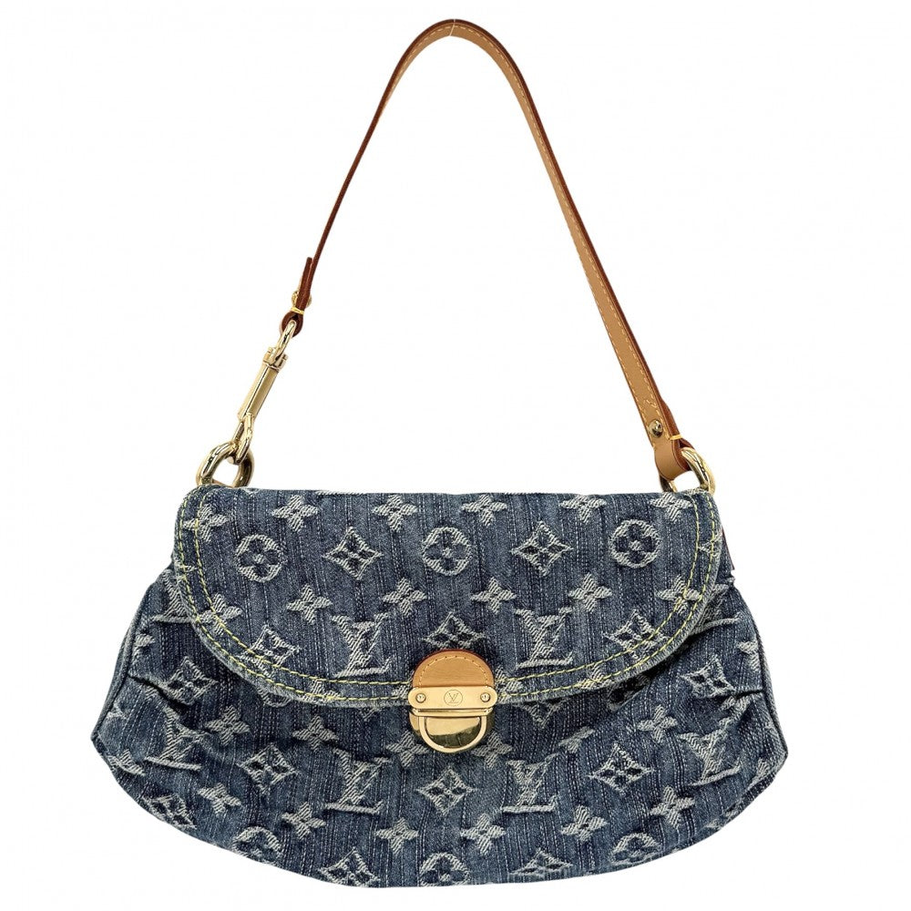 LOUIS VUITTON ルイヴィトン ハンドバッグ ミニプリーティ ミニバッグ M95050 モノグラムデニム ブルー 青 ゴールド金具 レディース【中古品】