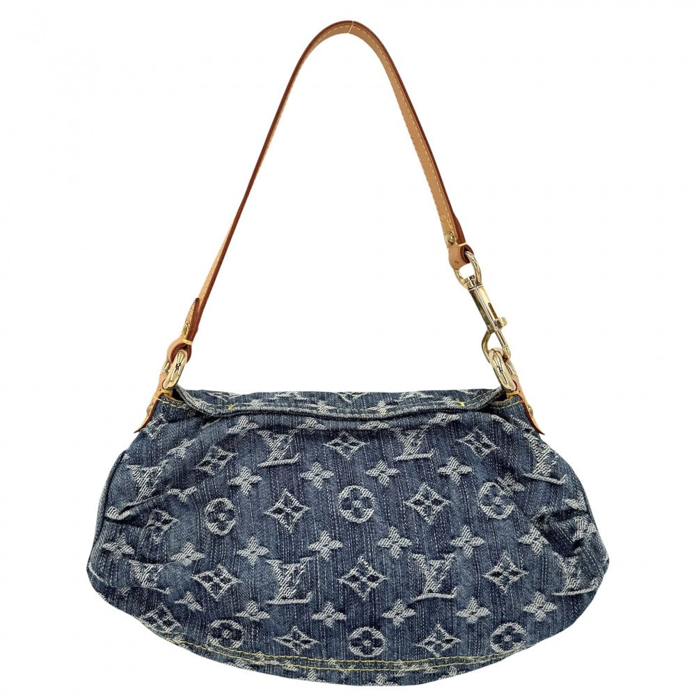 LOUIS VUITTON ルイヴィトン ハンドバッグ ミニプリーティ ミニバッグ M95050 モノグラムデニム ブルー 青 ゴールド金具 レディース【中古品】