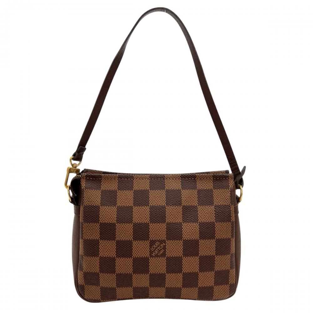 LOUIS VUITTON ルイヴィトン ハンドバッグ ダミエ・エベヌ トゥルース・メイクアップ ポーチ N51982 ダミエキャンバス レザー ブラウン 茶 ゴールド金具 レディース【中古品】