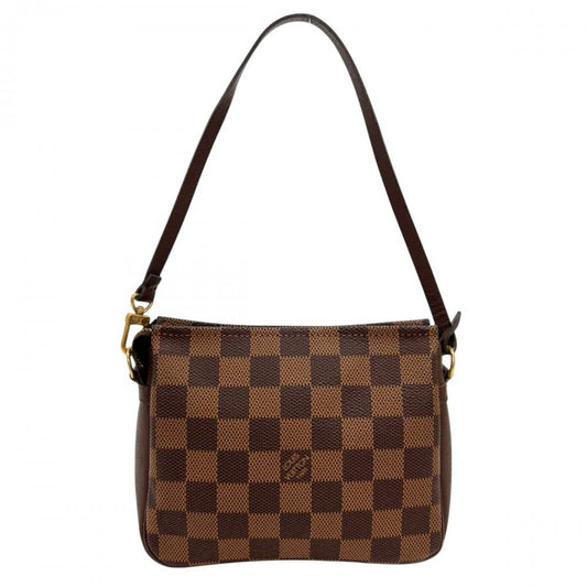 LOUIS VUITTON ルイヴィトン ハンドバッグ ダミエ・エベヌ トゥルース・メイクアップ ポーチ N51982 ダミエキャンバス レザー ブラウン 茶 ゴールド金具 レディース【中古品】