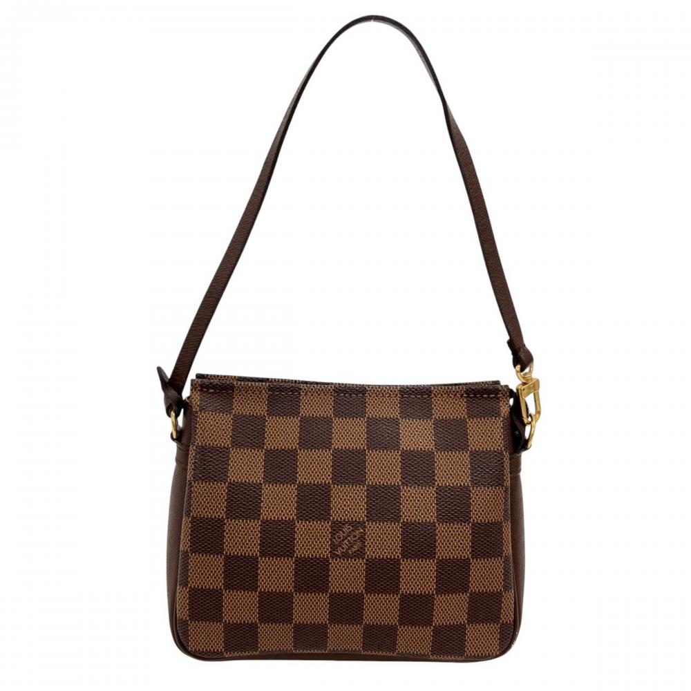 LOUIS VUITTON ルイヴィトン ハンドバッグ ダミエ・エベヌ トゥルース・メイクアップ ポーチ N51982 ダミエキャンバス レザー ブラウン 茶 ゴールド金具 レディース【中古品】
