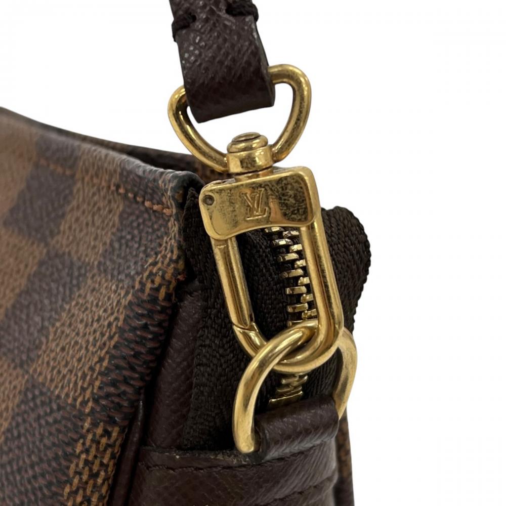 LOUIS VUITTON ルイヴィトン ハンドバッグ ダミエ・エベヌ トゥルース・メイクアップ ポーチ N51982 ダミエキャンバス レザー ブラウン 茶 ゴールド金具 レディース【中古品】