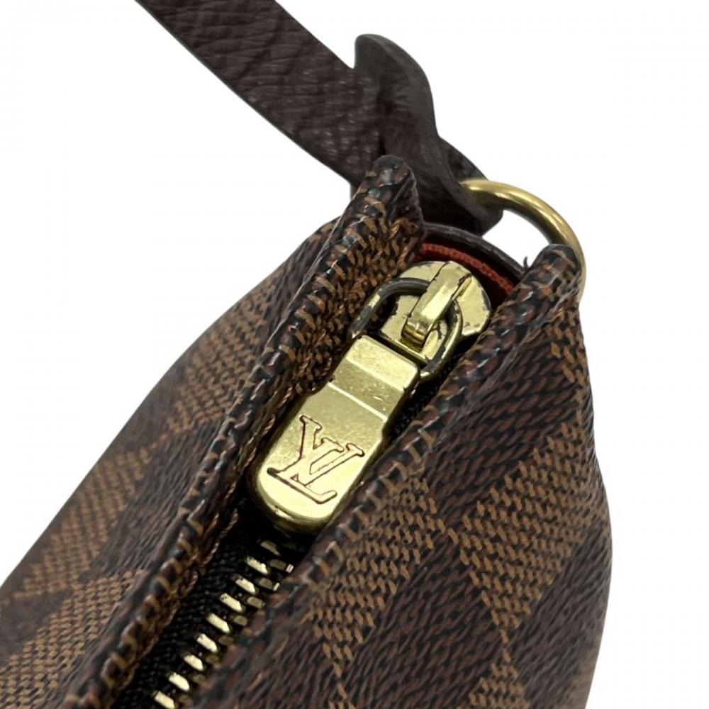 LOUIS VUITTON ルイヴィトン ハンドバッグ ダミエ・エベヌ トゥルース・メイクアップ ポーチ N51982 ダミエキャンバス レザー ブラウン 茶 ゴールド金具 レディース【中古品】