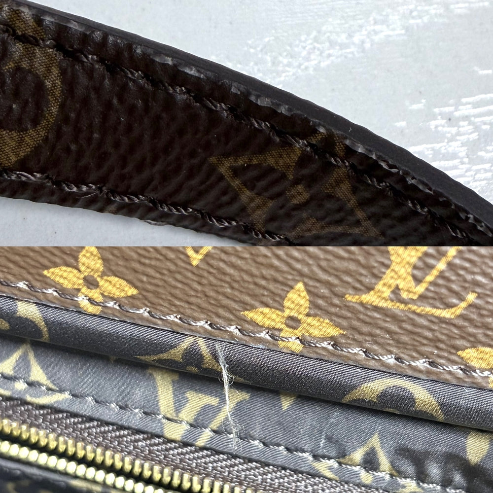 LOUIS VUITTON ルイヴィトン 2WAY モノグラム リサイクルナイロン LVピロー オンザゴー M59007 ナイロン PVC ベージュ ブラウン 茶 ゴールド金具 レディース【中古品】