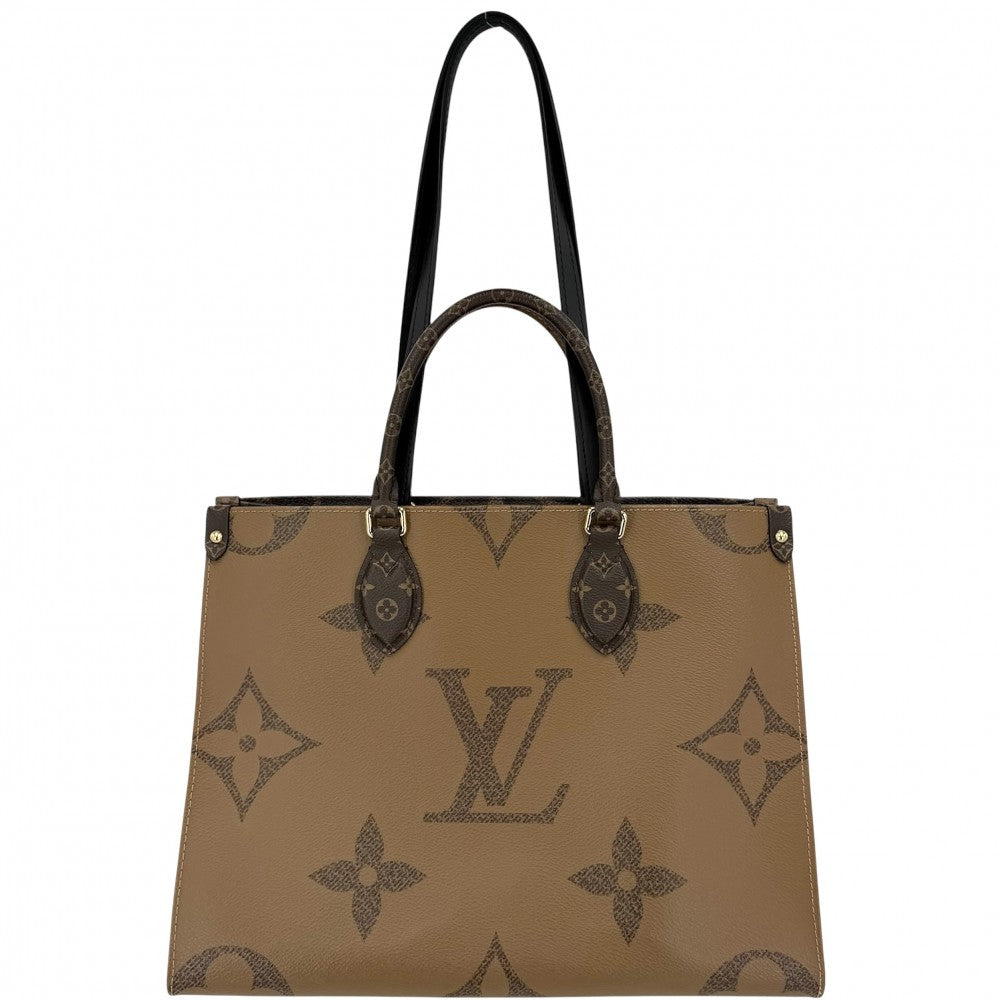【開店SALE】 LOUIS VUITTON ルイヴィトン 2WAY オンザゴーMM ハンドバッグ トートバッグ M45321 モノグラムジャイアント モノグラム・リバース ブラウン 茶 ゴールド金具 レディース【中古品】