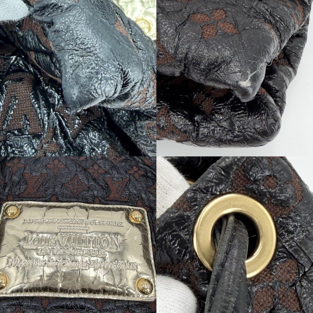 【開店SALE】 LOUIS VUITTON ルイヴィトン ショルダーバッグ モノグラムエルヴィニル スクイーチ ハンドバッグ 巾着 M95259 ブラック 黒 ブラウン 茶 ゴールド金具 レディース【中古品】