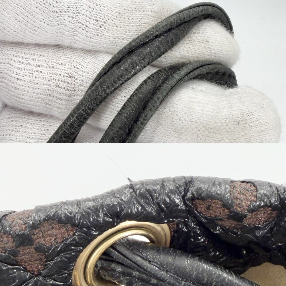 【開店SALE】 LOUIS VUITTON ルイヴィトン ショルダーバッグ モノグラムエルヴィニル スクイーチ ハンドバッグ 巾着 M95259 ブラック 黒 ブラウン 茶 ゴールド金具 レディース【中古品】