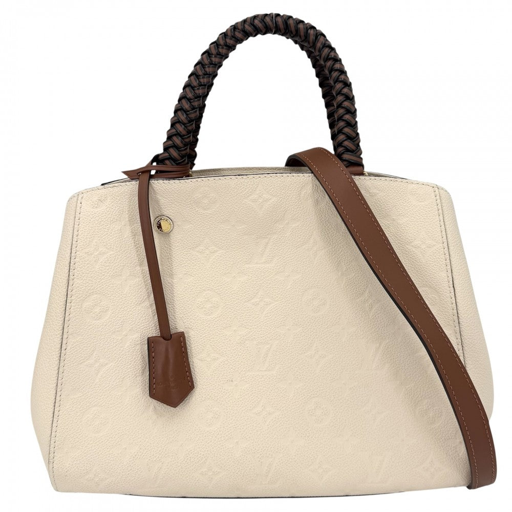 LOUIS VUITTON ルイヴィトン 2WAY モノグラムアンプラント モンテーニュMM ショルダーバッグ ハンドバッグ クリーム M53939 アイボリー ブラウン 茶 ゴールド金具 レディース【中古品】