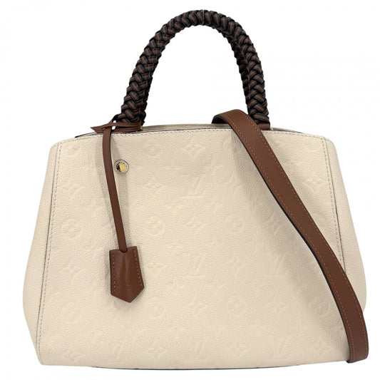 LOUIS VUITTON ルイヴィトン 2WAY モノグラムアンプラント モンテーニュMM ショルダーバッグ ハンドバッグ クリーム M53939 アイボリー ブラウン 茶 ゴールド金具 レディース【中古品】