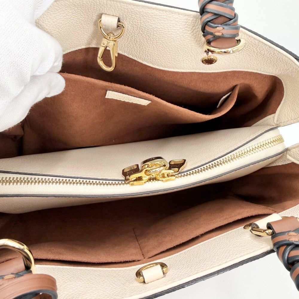 LOUIS VUITTON ルイヴィトン 2WAY モノグラムアンプラント モンテーニュMM ショルダーバッグ ハンドバッグ クリーム M53939 アイボリー ブラウン 茶 ゴールド金具 レディース【中古品】