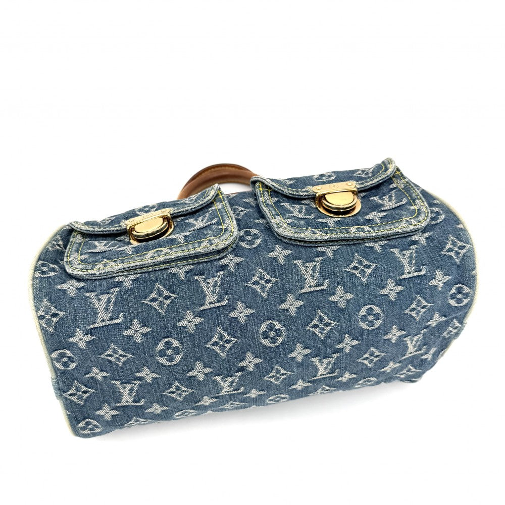 LOUIS VUITTON ルイヴィトン ハンドバッグ ネオスピーディ M95019 モノグラムデニム ブルー 青 ゴールド金具 レディース【中古品】