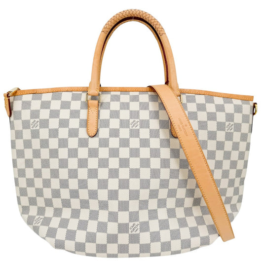 【開店SALE】 LOUIS VUITTON ルイヴィトン 2WAY リヴィエラMM ハンドバッグ ショルダーバッグ トートバッグ N48252 ダミエアズールキャンバス ホワイト 白 ゴールド金具 レディース【中古品】