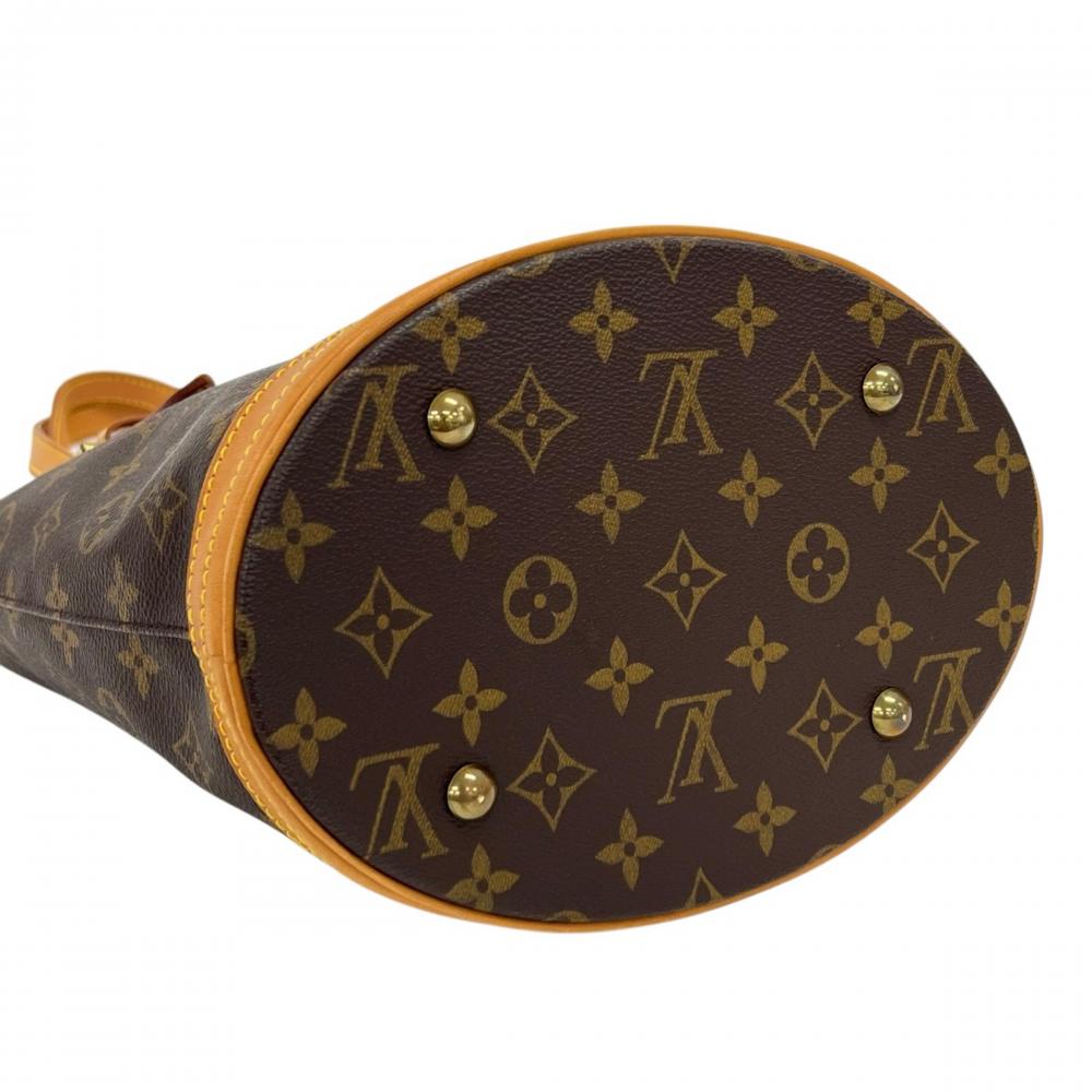 LOUIS VUITTON ルイヴィトン トートバッグ バケツPM モノグラム M42238 モノグラムキャンバス ヌメ革 ブラウン 茶 ゴールド金具 レディース【中古品】