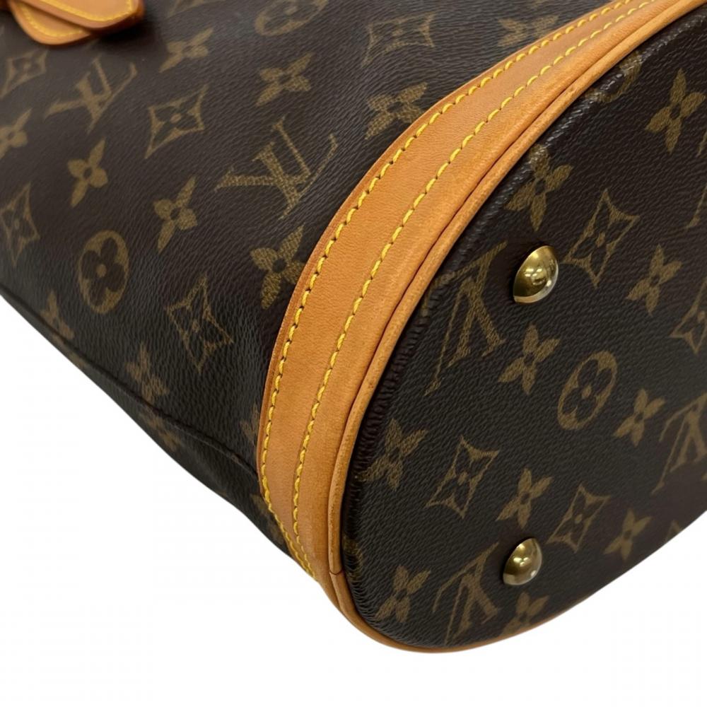 LOUIS VUITTON ルイヴィトン トートバッグ バケツPM モノグラム M42238 モノグラムキャンバス ヌメ革 ブラウン 茶 ゴールド金具 レディース【中古品】