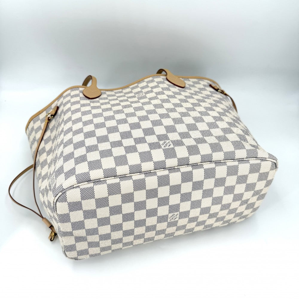 LOUIS VUITTON ルイヴィトン トートバッグ ネヴァーフルMM ハンドバッグ N41361 ダミエアズールキャンバス ホワイト 白 ゴールド金具 レディース【中古品】