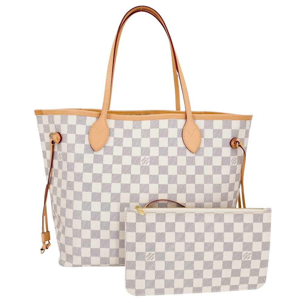 LOUIS VUITTON ルイヴィトン トートバッグ ネヴァーフルMM ハンドバッグ N41361 ダミエアズールキャンバス ホワイト 白 ゴールド金具 レディース【中古品】