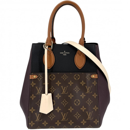 LOUIS VUITTON ルイヴィトン 2WAY フォールドトートMM ハンドバッグ ショルダーバッグ トートバッグ M45409 モノグラムキャンバス ブラウン 茶 ブラック 黒 ゴールド金具 レディース【中古品】