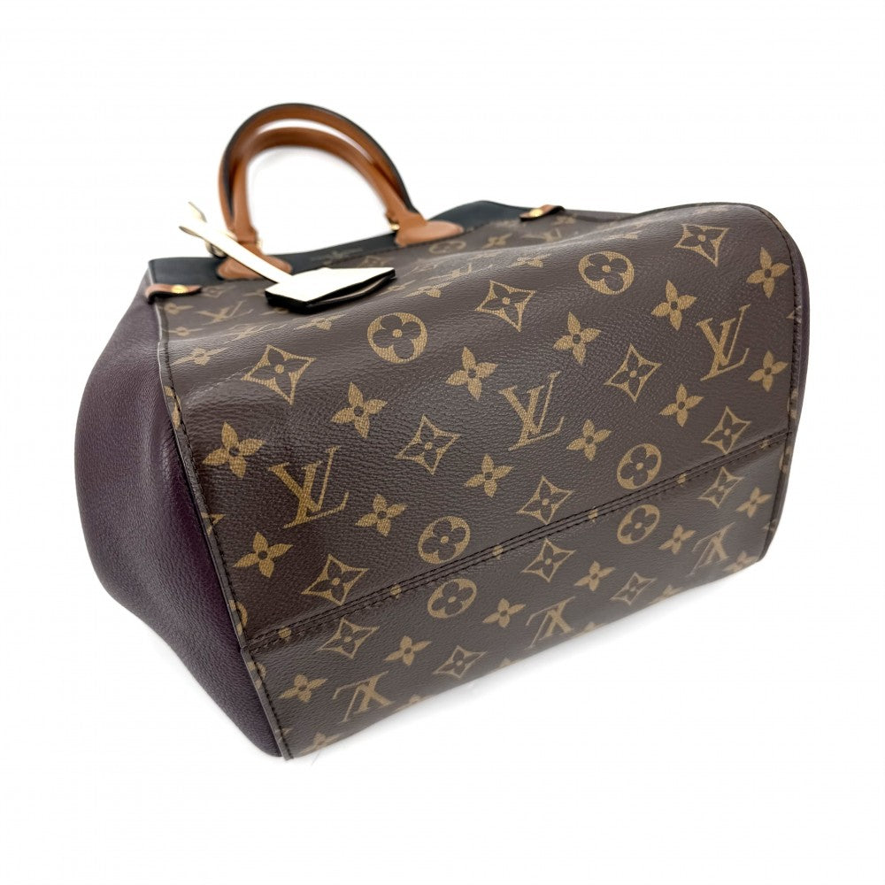 LOUIS VUITTON ルイヴィトン 2WAY フォールドトートMM ハンドバッグ ショルダーバッグ トートバッグ M45409 モノグラムキャンバス ブラウン 茶 ブラック 黒 ゴールド金具 レディース【中古品】