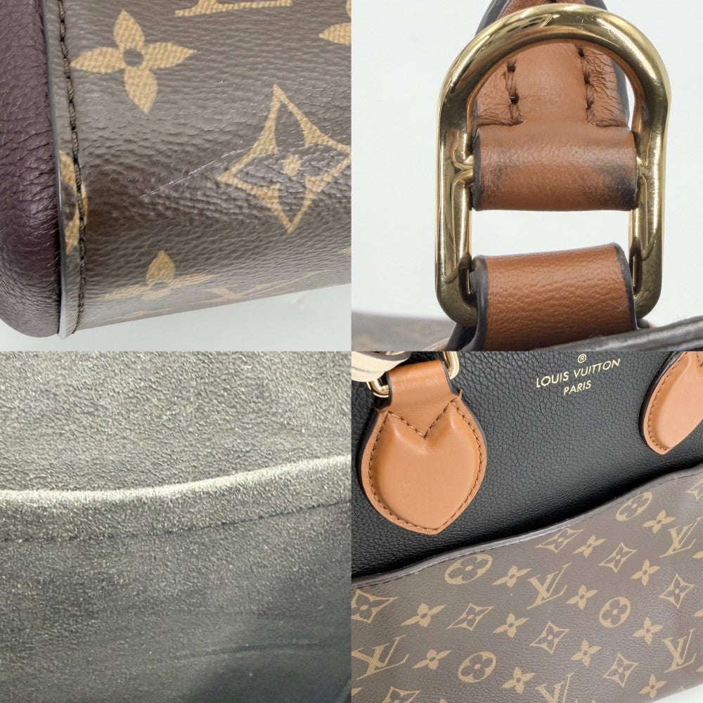 LOUIS VUITTON ルイヴィトン 2WAY フォールドトートMM ハンドバッグ ショルダーバッグ トートバッグ M45409 モノグラムキャンバス ブラウン 茶 ブラック 黒 ゴールド金具 レディース【中古品】