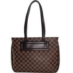LOUIS VUITTON ルイヴィトン トートバッグ ダミエ・エベヌ パリオリPM N51123 PVCコーティングキャンバス レザー ブラウン 茶 ゴールド金具 レディース【中古品】
