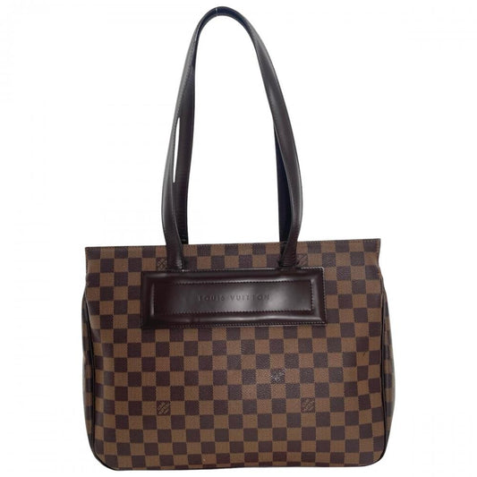 LOUIS VUITTON ルイヴィトン トートバッグ ダミエ・エベヌ パリオリPM N51123 PVCコーティングキャンバス レザー ブラウン 茶 ゴールド金具 レディース【中古品】