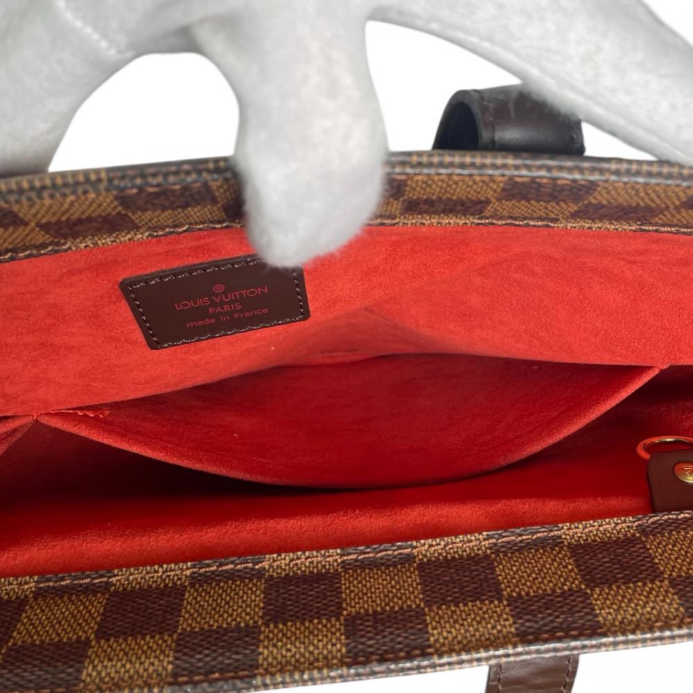 LOUIS VUITTON ルイヴィトン トートバッグ ダミエ・エベヌ パリオリPM N51123 PVCコーティングキャンバス レザー ブラウン 茶 ゴールド金具 レディース【中古品】