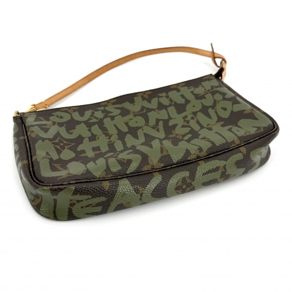 LOUIS VUITTON ルイヴィトン ハンドバッグ モノグラムグラフィティ ポシェットアクセソワール アクセサリーポーチ M92191 ブラウン 茶 カーキ ゴールド金具 レディース【中古品】