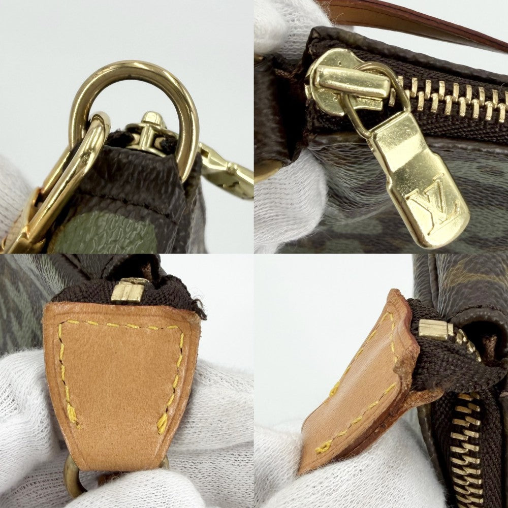 LOUIS VUITTON ルイヴィトン ハンドバッグ モノグラムグラフィティ ポシェットアクセソワール アクセサリーポーチ M92191 ブラウン 茶 カーキ ゴールド金具 レディース【中古品】