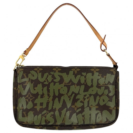 LOUIS VUITTON ルイヴィトン ハンドバッグ モノグラムグラフィティ ポシェットアクセソワール アクセサリーポーチ M92191 ブラウン 茶 カーキ ゴールド金具 レディース【中古品】