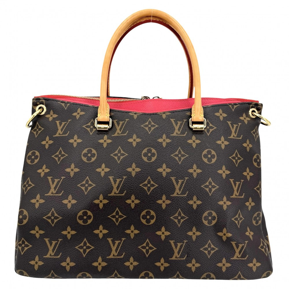 LOUIS VUITTON ルイヴィトン 2WAY モノグラム パラス ハンドバッグ ショルダーバッグ Pallas M41148 ブラウン 茶 レッド 赤 ゴールド金具 レディース【中古品】