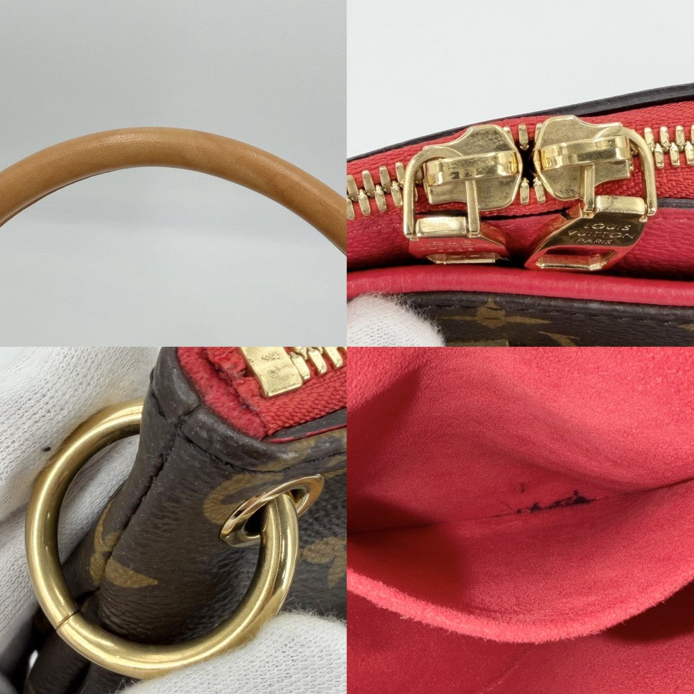 LOUIS VUITTON ルイヴィトン 2WAY モノグラム パラス ハンドバッグ ショルダーバッグ Pallas M41148 ブラウン 茶 レッド 赤 ゴールド金具 レディース【中古品】