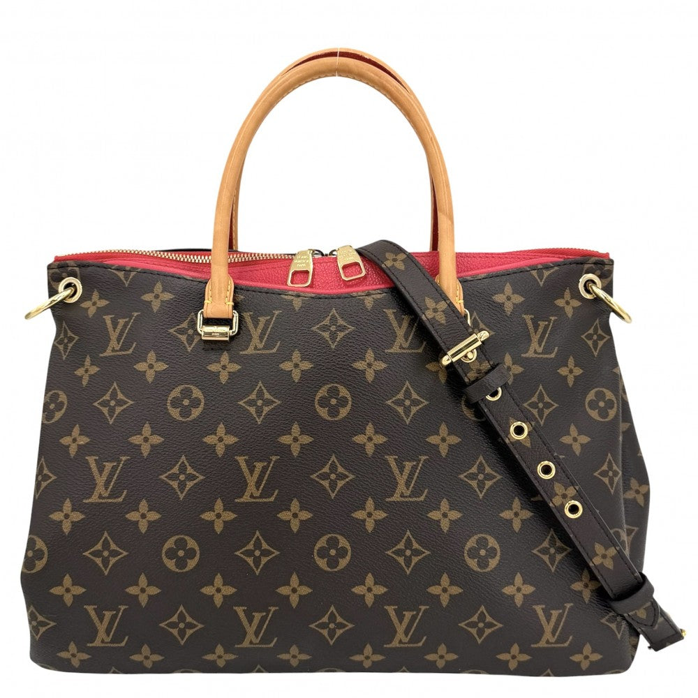 LOUIS VUITTON ルイヴィトン 2WAY モノグラム パラス ハンドバッグ ショルダーバッグ Pallas M41148 ブラウン 茶 レッド 赤 ゴールド金具 レディース【中古品】