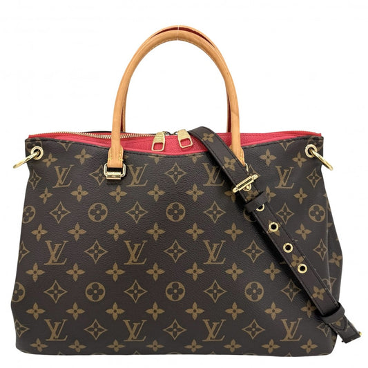LOUIS VUITTON ルイヴィトン 2WAY モノグラム パラス ハンドバッグ ショルダーバッグ Pallas M41148 ブラウン 茶 レッド 赤 ゴールド金具 レディース【中古品】