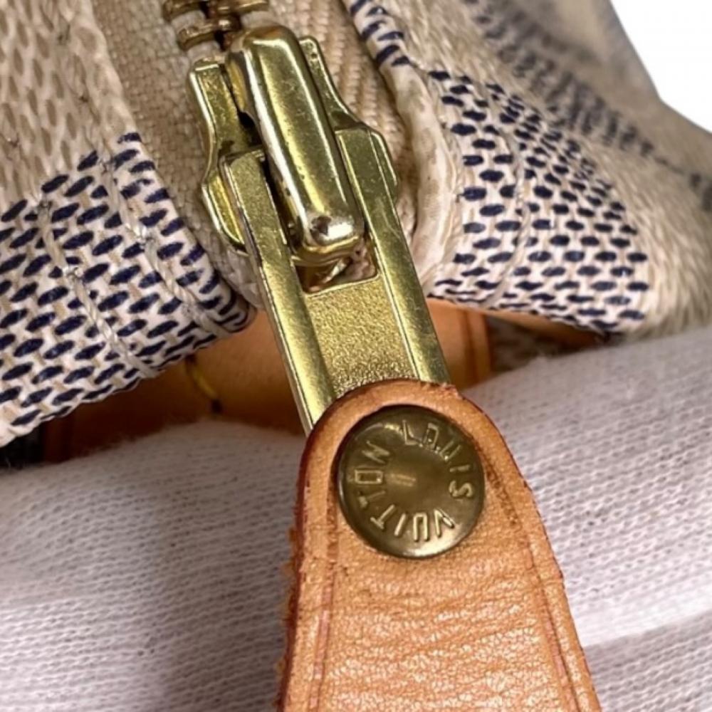 LOUIS VUITTON ルイヴィトン ハンドバッグ ダミエ・アズール スピーディ25 N41534 PVC ヌメ革 ホワイト 白 グレー ゴールド金具 レディース【中古品】
