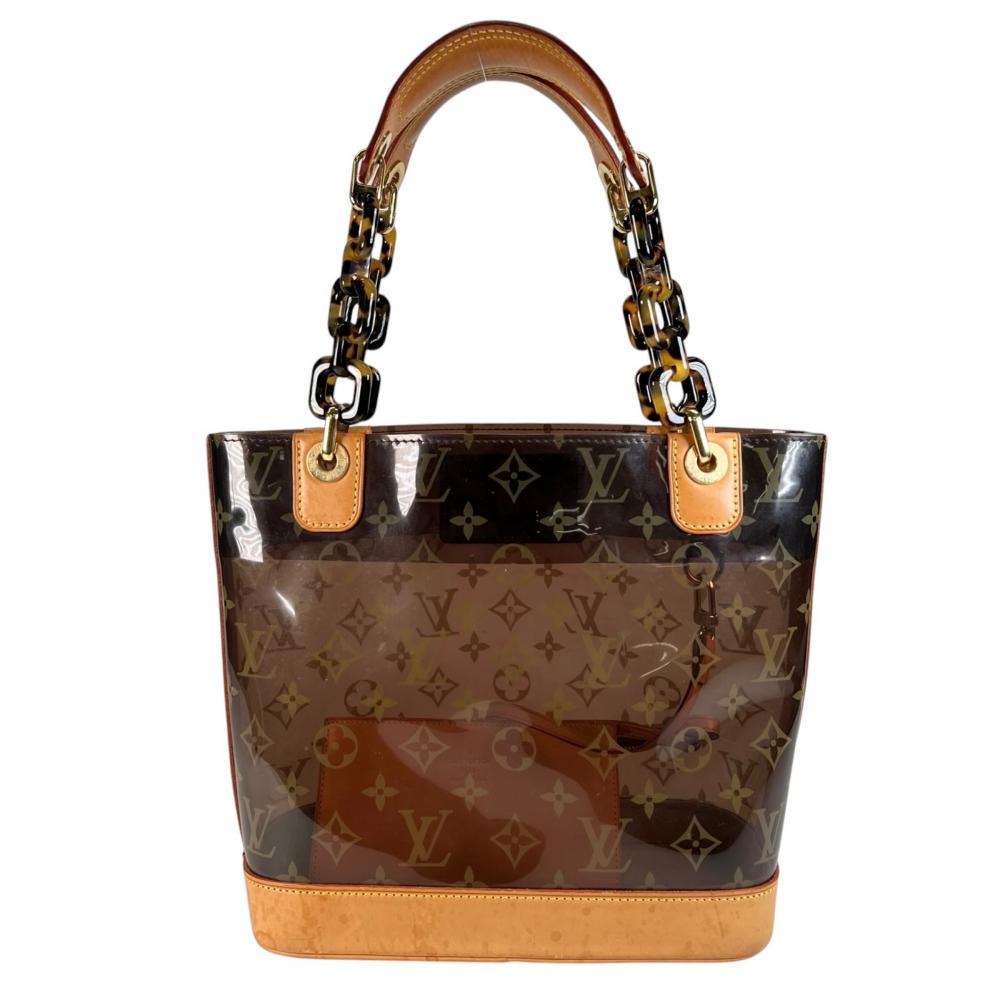 LOUIS VUITTON ルイヴィトン ハンドバッグ カバ・アンブル PM ビニールバッグ M92502 ビニール レザー ブラウン 茶 ゴールド金具 レディース【中古品】