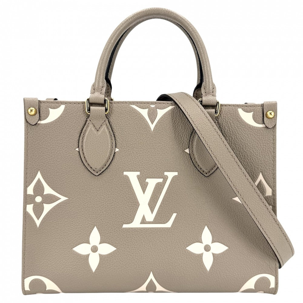 LOUIS VUITTON ルイヴィトン 2WAY モノグラムアンプラント オンザゴーPM ハンドバッグ ショルダーバッグ ベージュ M45779 トゥルトレールクレーム ゴールド金具 レディース【中古品】