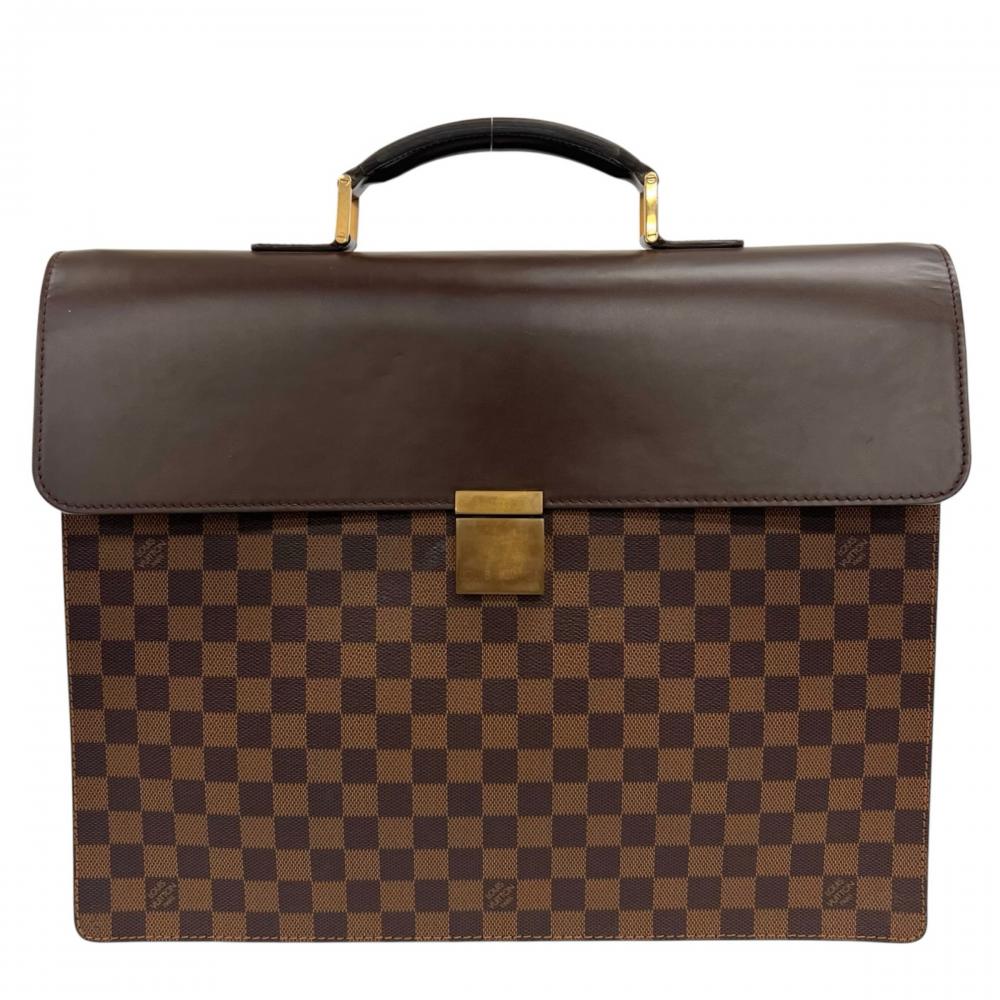 LOUIS VUITTON ルイヴィトン ビジネスバッグ ダミエ・エベヌ アルトナGM N53312 ダミエキャンバス ブラウン 茶 ゴールド金具 メンズ【中古品】