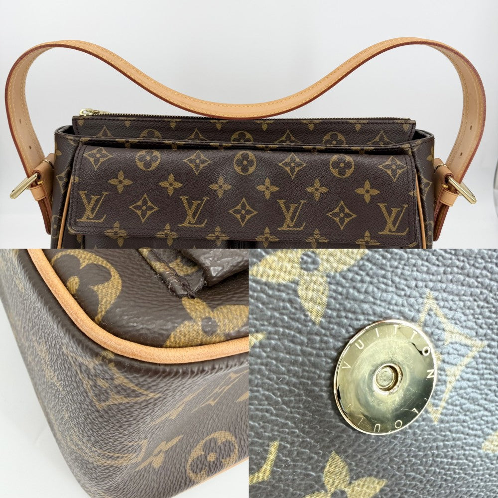 LOUIS VUITTON ルイヴィトン ショルダーバッグ モノグラム ヴィバシテGM セミショルダーバッグ M51163 ブラウン 茶 ゴールド金具 レディース【中古品】