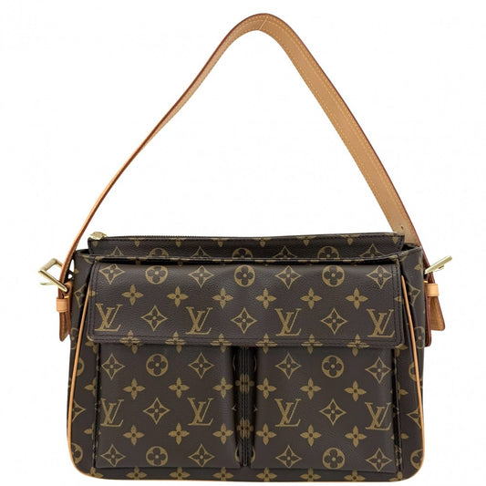LOUIS VUITTON ルイヴィトン ショルダーバッグ モノグラム ヴィバシテGM セミショルダーバッグ M51163 ブラウン 茶 ゴールド金具 レディース【中古品】