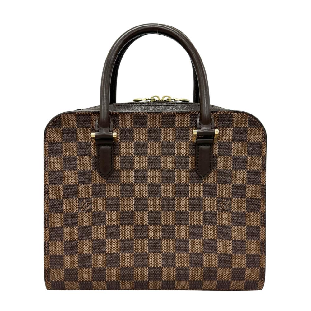 LOUIS VUITTON ルイヴィトン ハンドバッグ ダミエ・エベヌ トリアナ ダブルファスナー N51155 ダミエキャンバス ブラウン 茶 ゴールド金具 レディース【中古品】