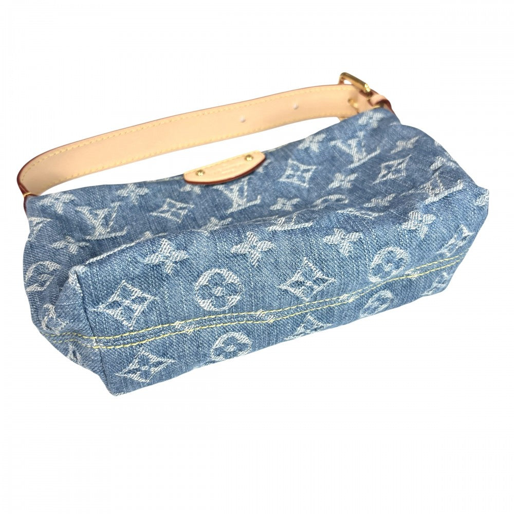 LOUIS VUITTON ルイヴィトン ハンドバッグ ポシェットヒルズ ミニバッグ M82949 モノグラムデニム ブルー 青 ゴールド金具 レディース【中古品】