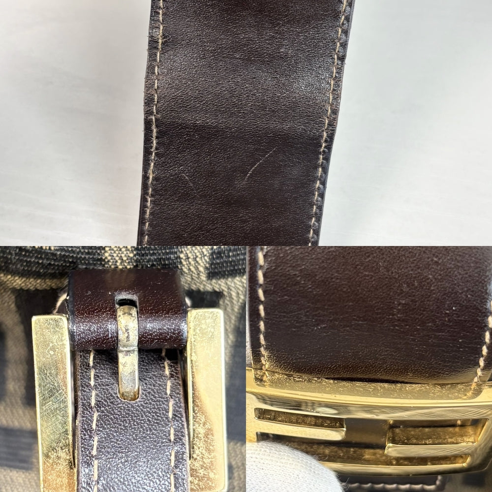 FENDI フェンディ トートバッグ ズッカ ハンドバッグ キャンバス レザー ブラウン 茶 ゴールド金具 レディース【中古品】