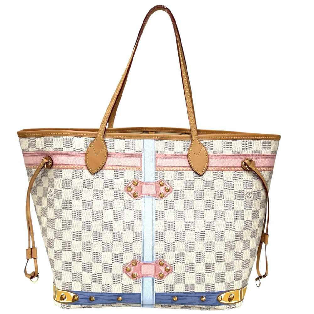 LOUIS VUITTON ルイヴィトン トートバッグ サマートランク ネヴァーフルMM ハンドバッグ N41065 ダミエアズールキャンバス ホワイト 白 ゴールド金具 レディース【中古品】