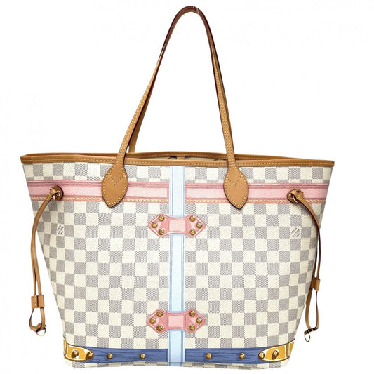 LOUIS VUITTON ルイヴィトン トートバッグ サマートランク ネヴァーフルMM ハンドバッグ N41065 ダミエアズールキャンバス ホワイト 白 ゴールド金具 レディース【中古品】